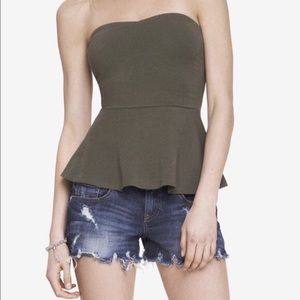 Olive green peplum tube top